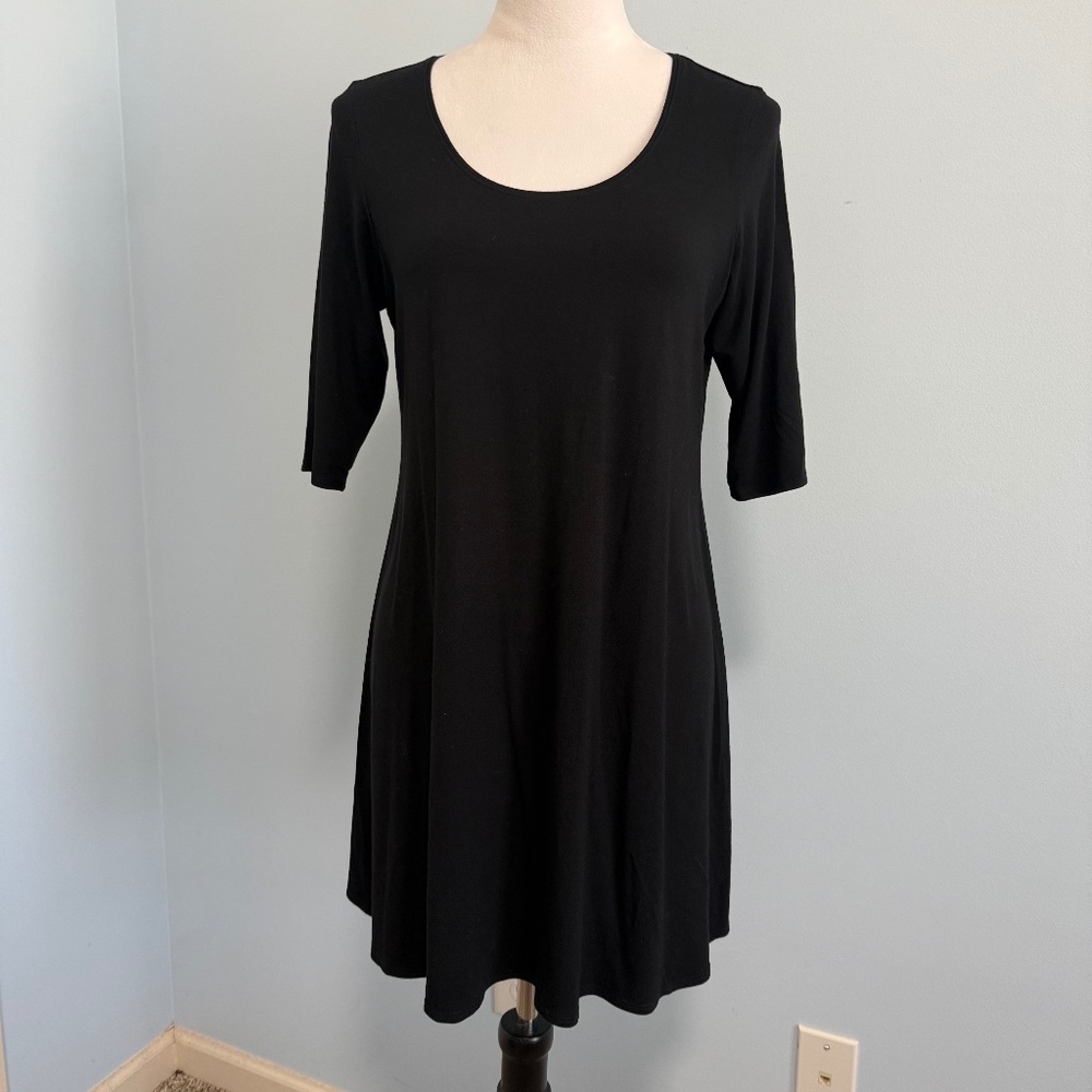 Eileen Fisher Short Sleeve A-Line black Top‎ Tunic Dress  Size M